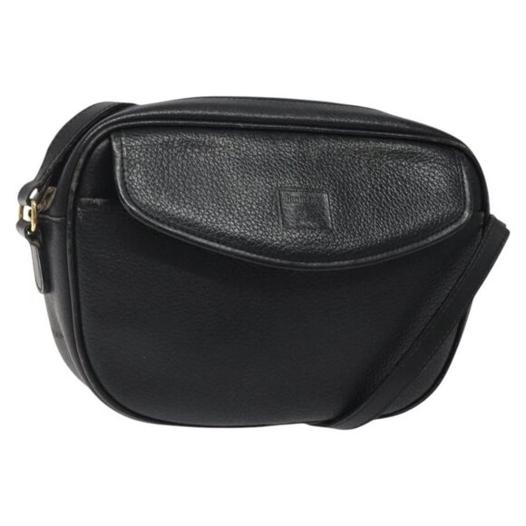 Burberrys Shoulder Bag Leather Black Gold Auth BA1828 - Picture 1 of 16